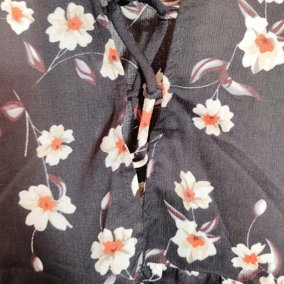 Lucca Floral Lace Up Boho Flowy Blouse M - Picture 5 of 5